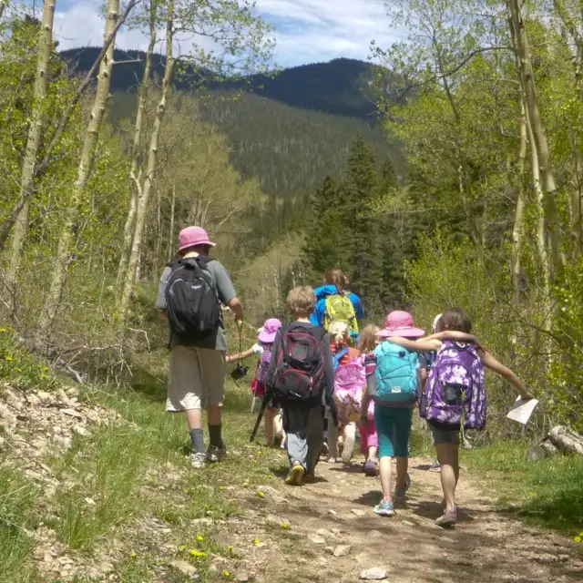 Kids hiking on the Norski Trail.
