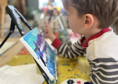 young student painting