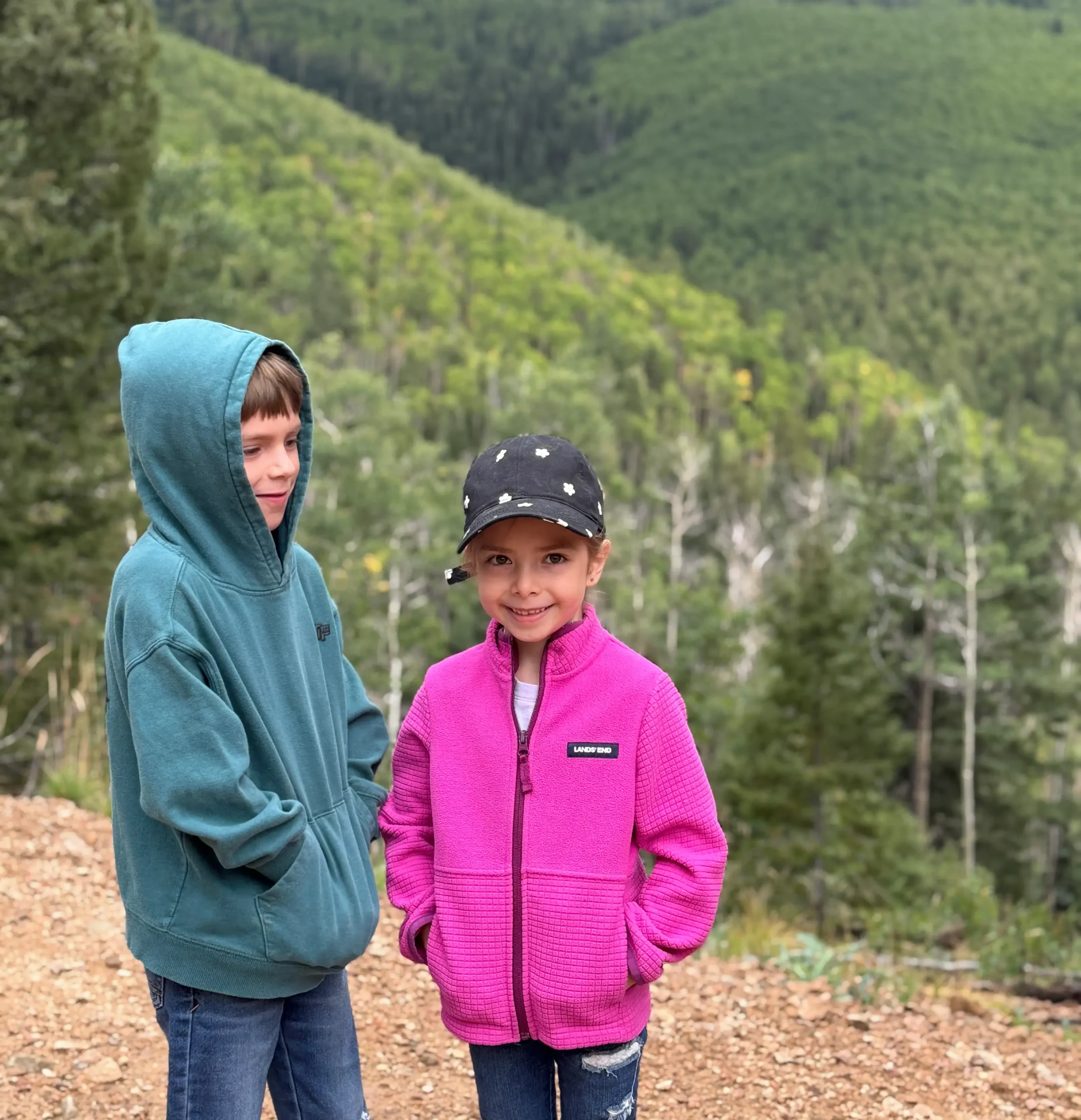 Ryker (7) and Aviva (5) getting in a final hike before the leaves change.