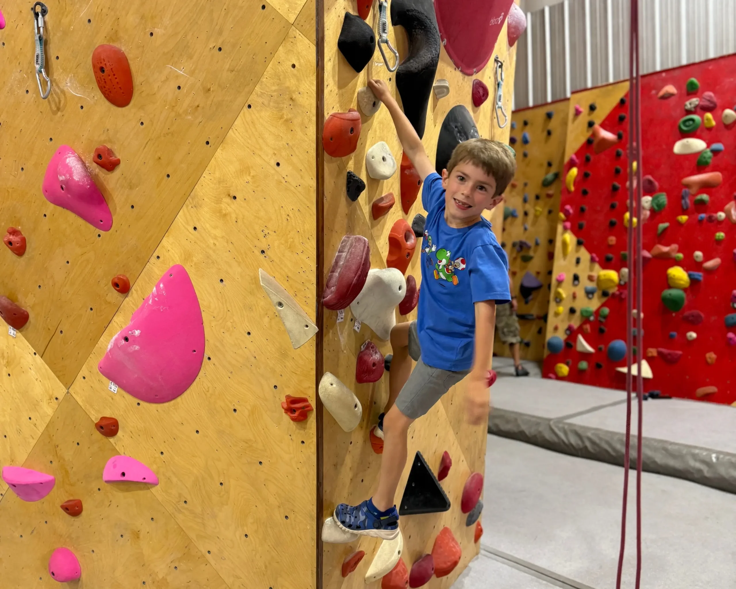 Ryker having fun at Santa Fe Climbing Gym