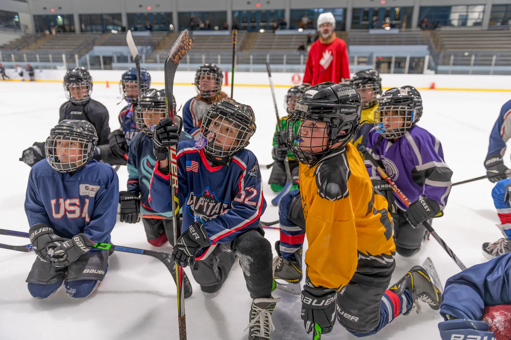 Hockey team taking a knee